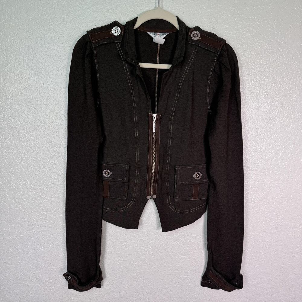 Hard Tail Forever Y2K Jacket Womens Small Utility Military Crop Zip Up Vintage